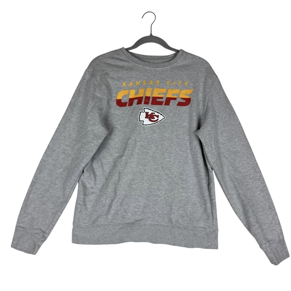 Kansas City Chiefs Sweatshirt Mens Medium Gray NFL Football Fanatics Crewneck